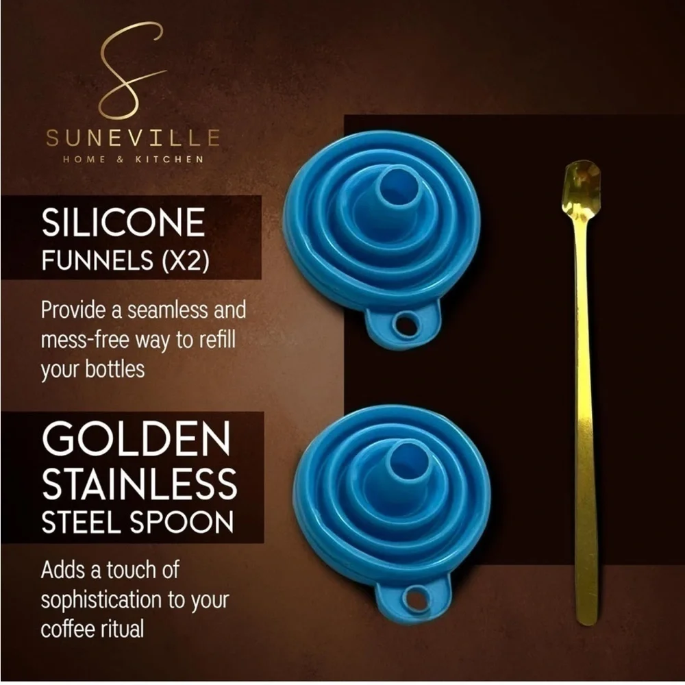 Brand New Coffee Syrup Dispenser Set Glass Bottle Pumps Labels Cafe Bar Barista